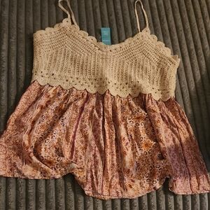 Maurices Cream and Pink Tank Top